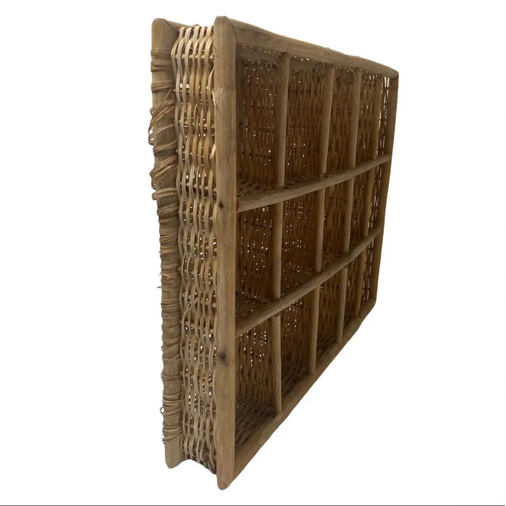 Hand Woven Bohemian Wicker Wall Decor / Drawer Organizer Boho Cottage Farmhouse